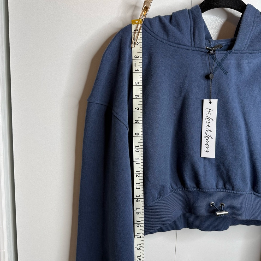 For Live and Lemons Josie Blue Cropped Hoodie Large NWT - Picture 9 of 10